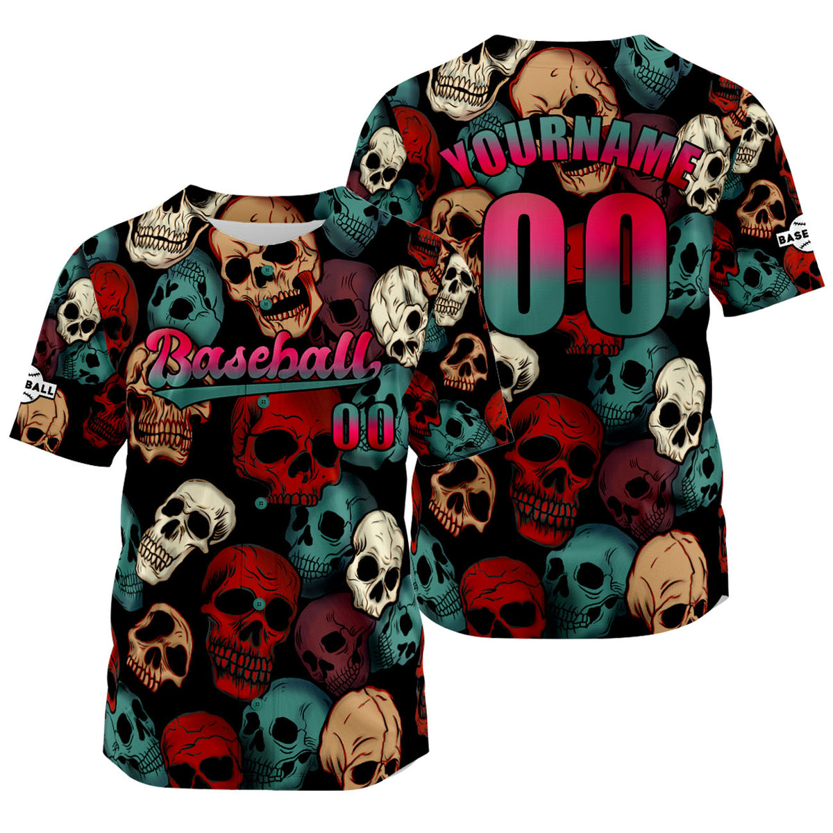 Camiseta de béisbol roja personalizada con nombre número y logotipo personalizados
