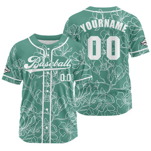 Camiseta de béisbol verde personalizada con nombre número y logotipo personalizados