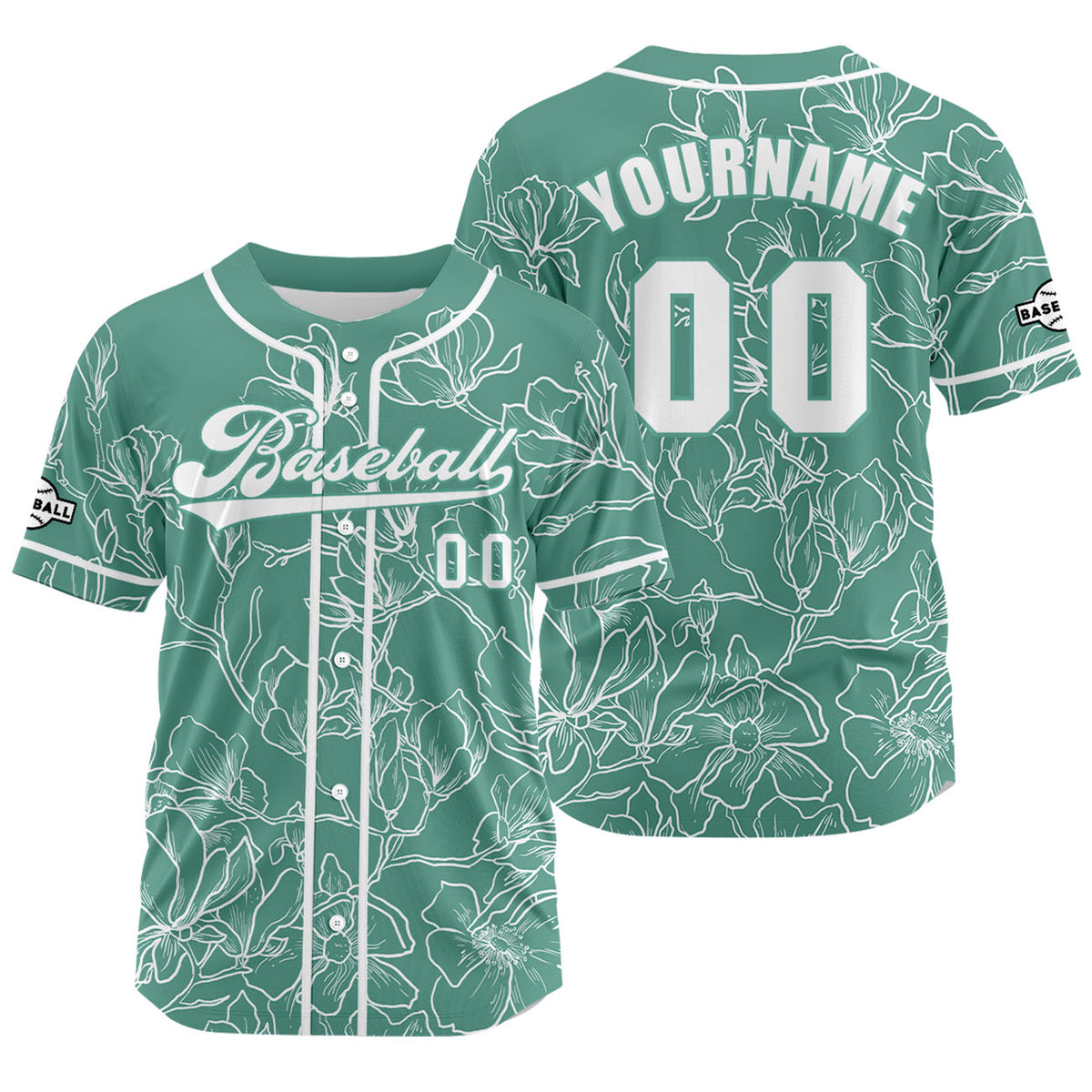 Camiseta de béisbol verde personalizada con nombre número y logotipo personalizados