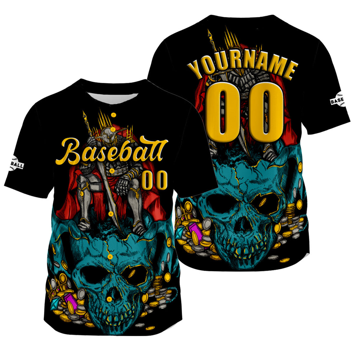 Camiseta de béisbol negra personalizada con nombre número y logotipo personalizados