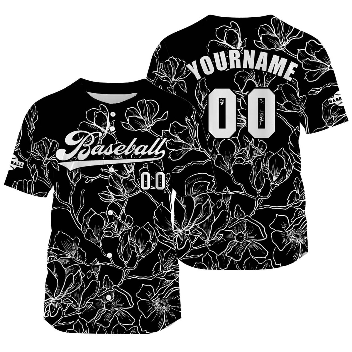 Camiseta de béisbol negra personalizada con nombre número y logotipo personalizados