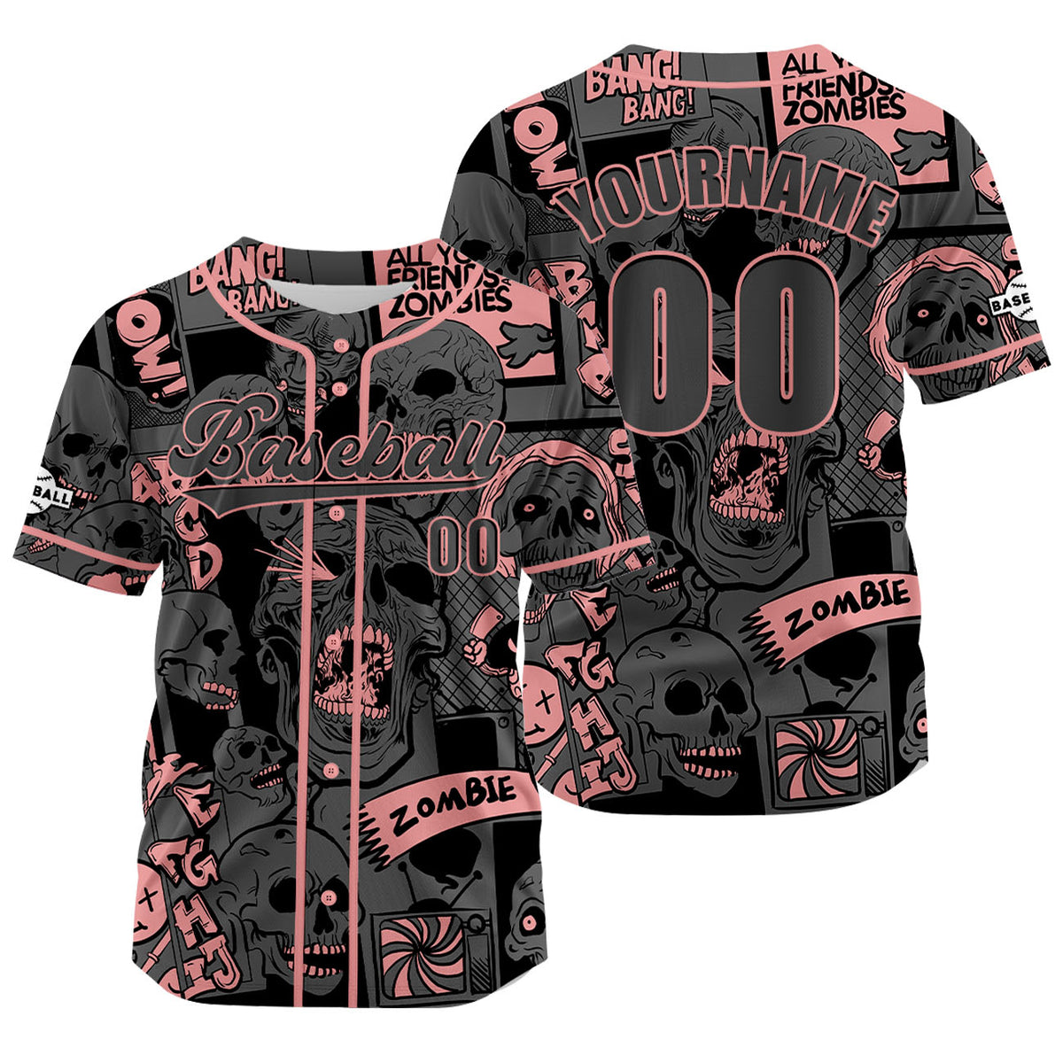 Camiseta de béisbol gris personalizada con nombre número y logotipo personalizados