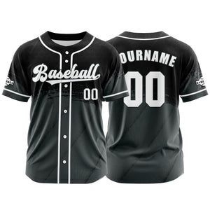 Camiseta de béisbol personalizada gris y negra con botones para hombre mujer adulto y joven Estampado de nombre número y logotipo