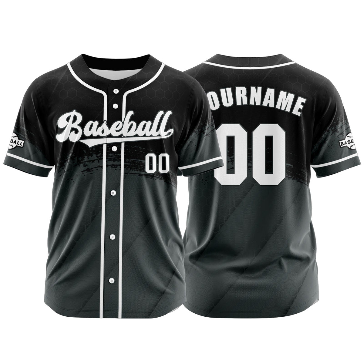 Camiseta de béisbol personalizada gris y negra con botones para hombre mujer adulto y joven Estampado de nombre número y logotipo