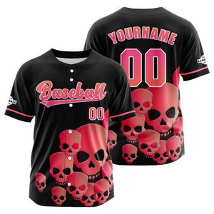 Camiseta de béisbol personalizada negra y rosa con botones para hombre mujer adulto y joven Estampado de nombre número y logotipo