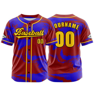 Camiseta de béisbol roja personalizada con botones para hombre mujer adulto y joven Estampado de nombre número y logotipo