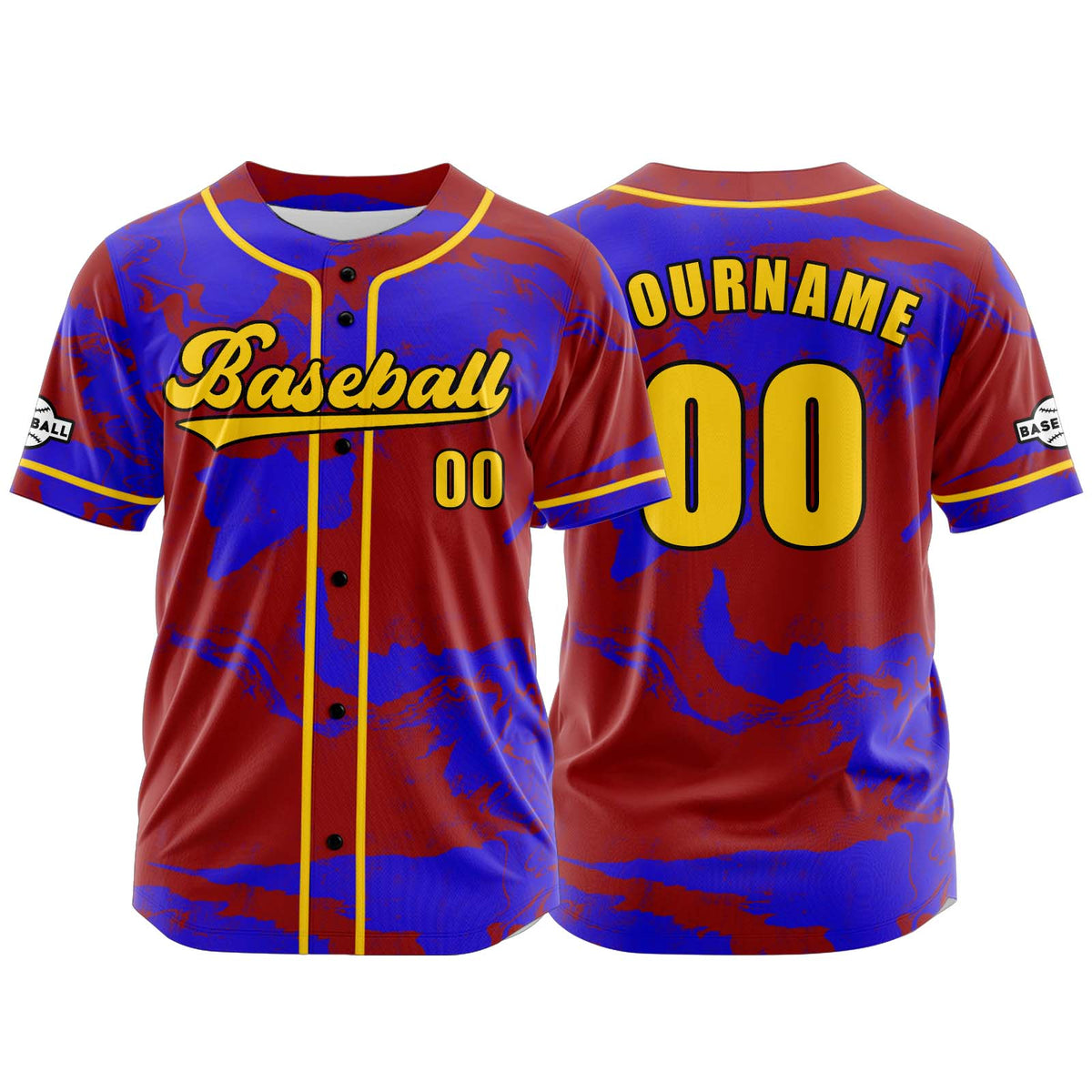 Camiseta de béisbol roja personalizada con botones para hombre mujer adulto y joven Estampado de nombre número y logotipo