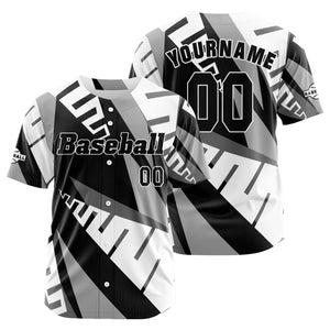Camiseta de béisbol gris personalizada con botones para hombre mujer adulto y joven Estampado de nombre número y logotipo
