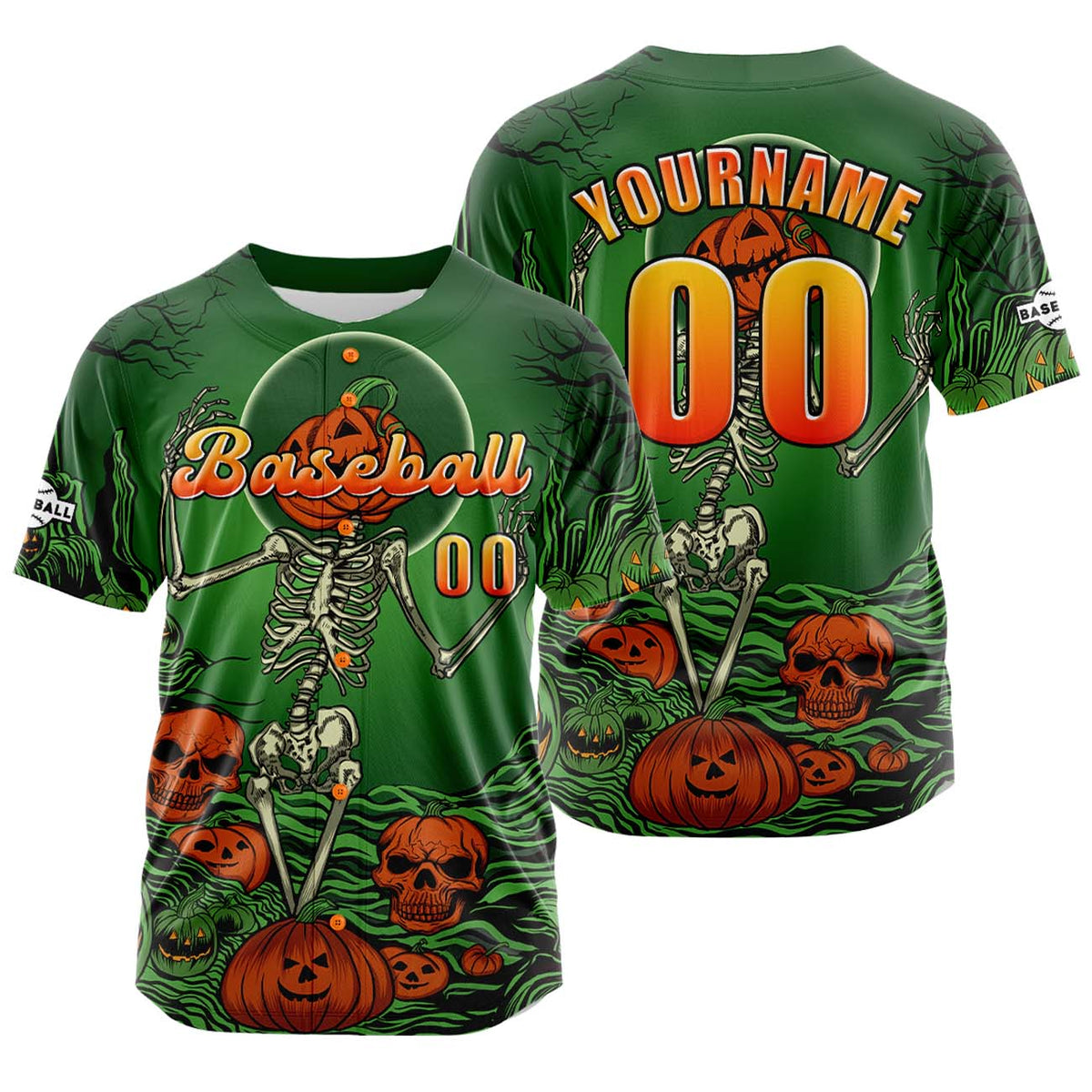 Camiseta de béisbol verde personalizada con botones para hombre mujer adulto y joven Nombre número y logotipo impresos