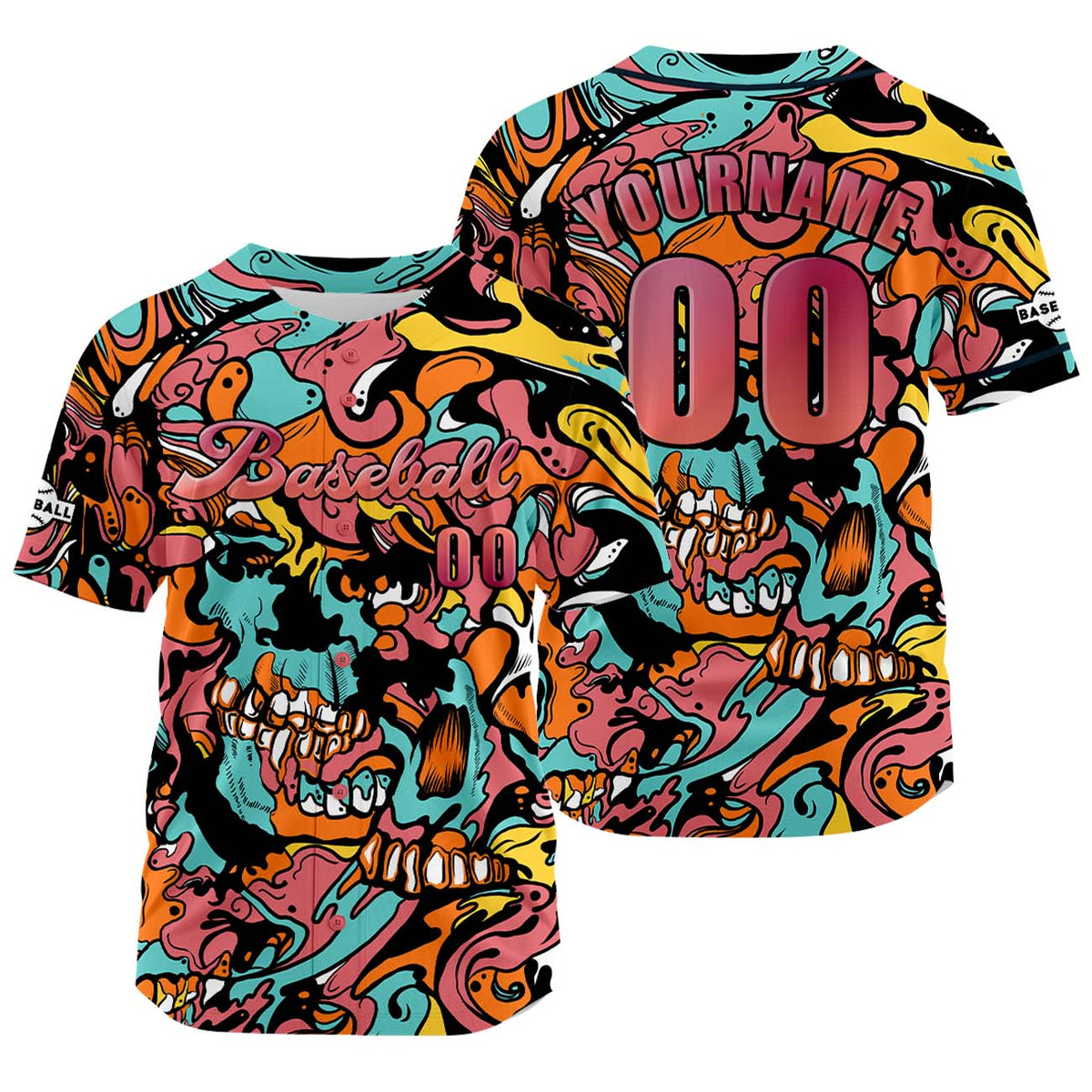 Camiseta de béisbol roja personalizada con nombre número y logotipo personalizados