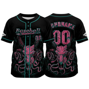 Camiseta de béisbol negra personalizada con nombre número y logotipo personalizados