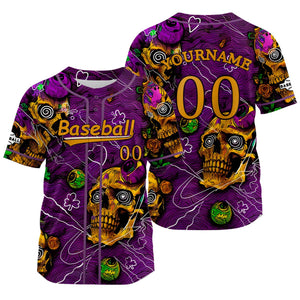 Camiseta de béisbol morada personalizada con nombre número y logotipo personalizados
