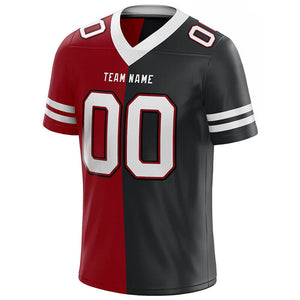 custom authentic split fashion football jersey red-black-white mesh