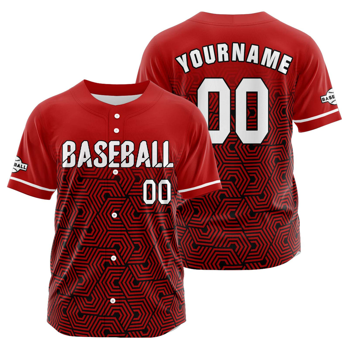 Camiseta de béisbol roja personalizada con botones para hombre mujer adulto y joven Estampado de nombre número y logotipo