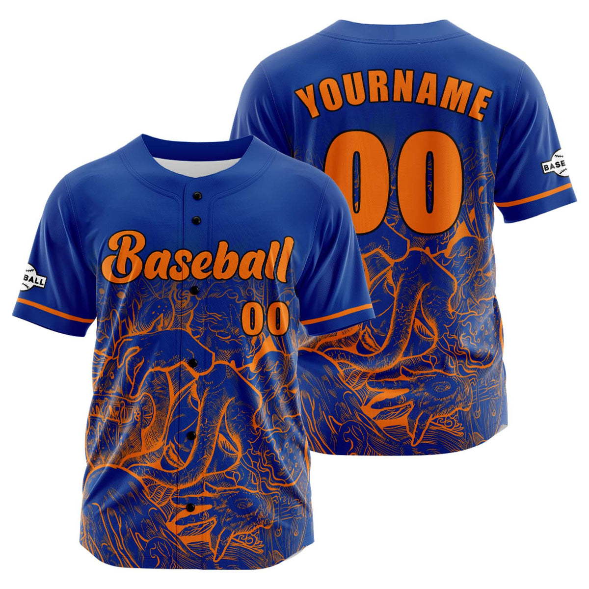 Camiseta de béisbol azul oscuro personalizada con botones para hombre mujer adulto y joven Nombre número y logotipo impresos