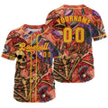 Camiseta de béisbol personalizada roja y amarilla con nombre número y logotipo personalizados