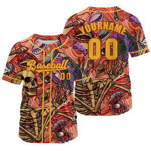 Camiseta de béisbol personalizada roja y amarilla con nombre número y logotipo personalizados