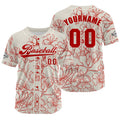Camiseta de béisbol beige personalizada con nombre número y logotipo personalizados