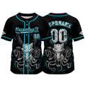 Camiseta de béisbol azul personalizada con nombre número y logotipo personalizados