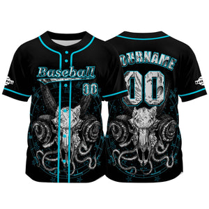 Camiseta de béisbol azul personalizada con nombre número y logotipo personalizados