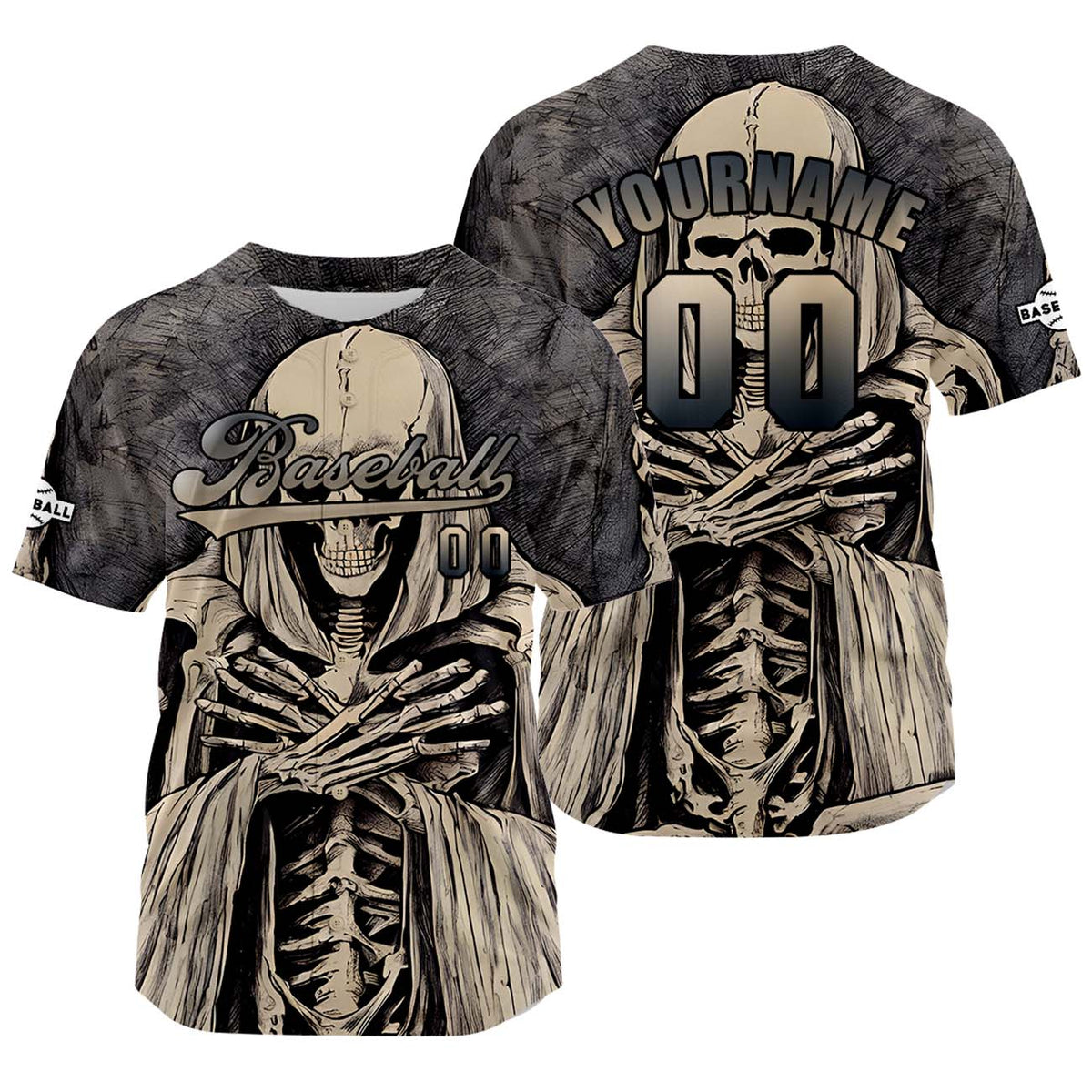 Camiseta de béisbol gris personalizada con nombre número y logotipo personalizados
