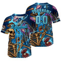 Camiseta de béisbol azul personalizada con nombre número y logotipo personalizados