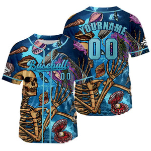 Camiseta de béisbol azul personalizada con nombre número y logotipo personalizados