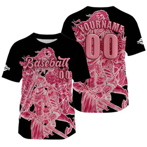 Camiseta de béisbol negra personalizada con nombre número y logotipo personalizados