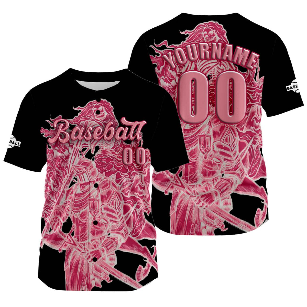 Camiseta de béisbol negra personalizada con nombre número y logotipo personalizados