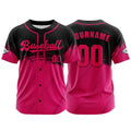 Camiseta de béisbol personalizada rosa y negra con botones para hombre mujer adulto y joven Estampado de nombre número y logotipo