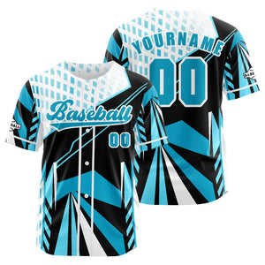 Camiseta de béisbol azul claro personalizada con botones para hombre mujer adulto y joven Nombre número y logotipo impresos