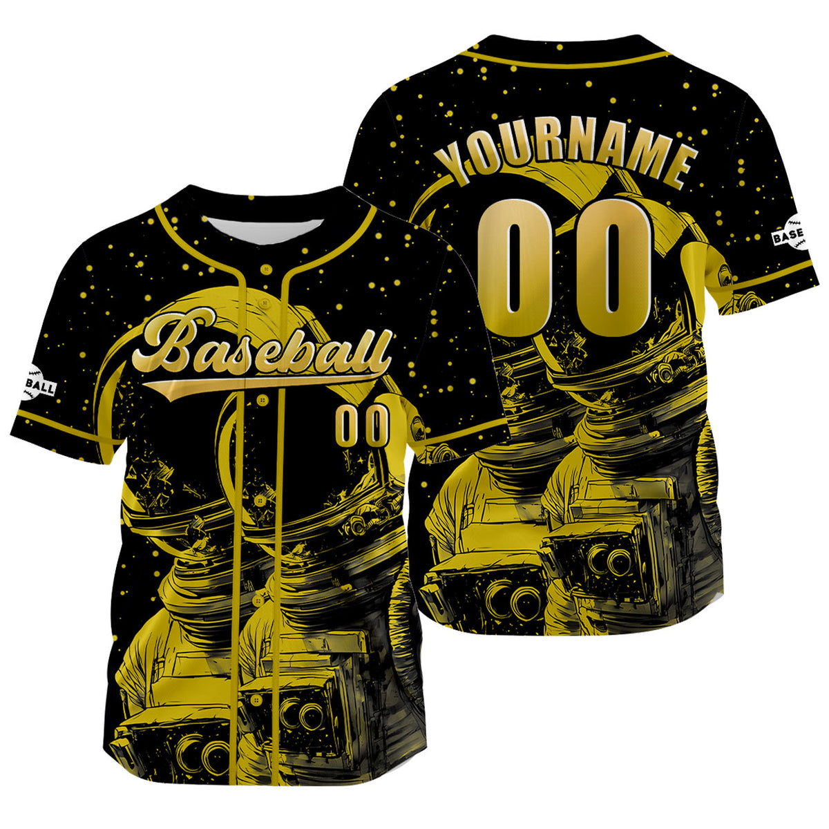 Camiseta de béisbol amarilla personalizada con nombre número y logotipo personalizados