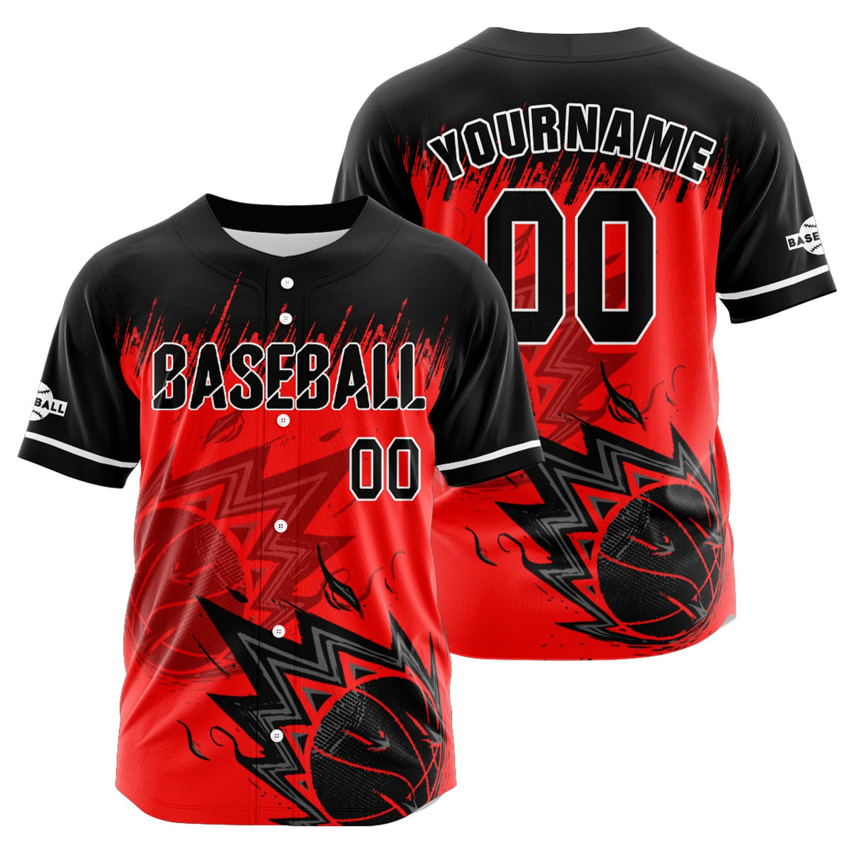 Camiseta de béisbol roja personalizada con botones para hombre mujer adulto y joven Estampado de nombre número y logotipo