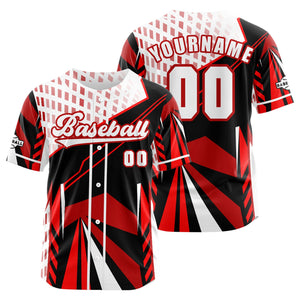 Camiseta de béisbol roja personalizada con botones para hombre mujer adulto y joven Estampado de nombre número y logotipo