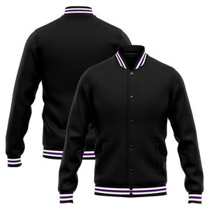 Chaqueta universitaria personalizada estilo Letterman para hombres-mujeres y jóvenes-color morado y negro