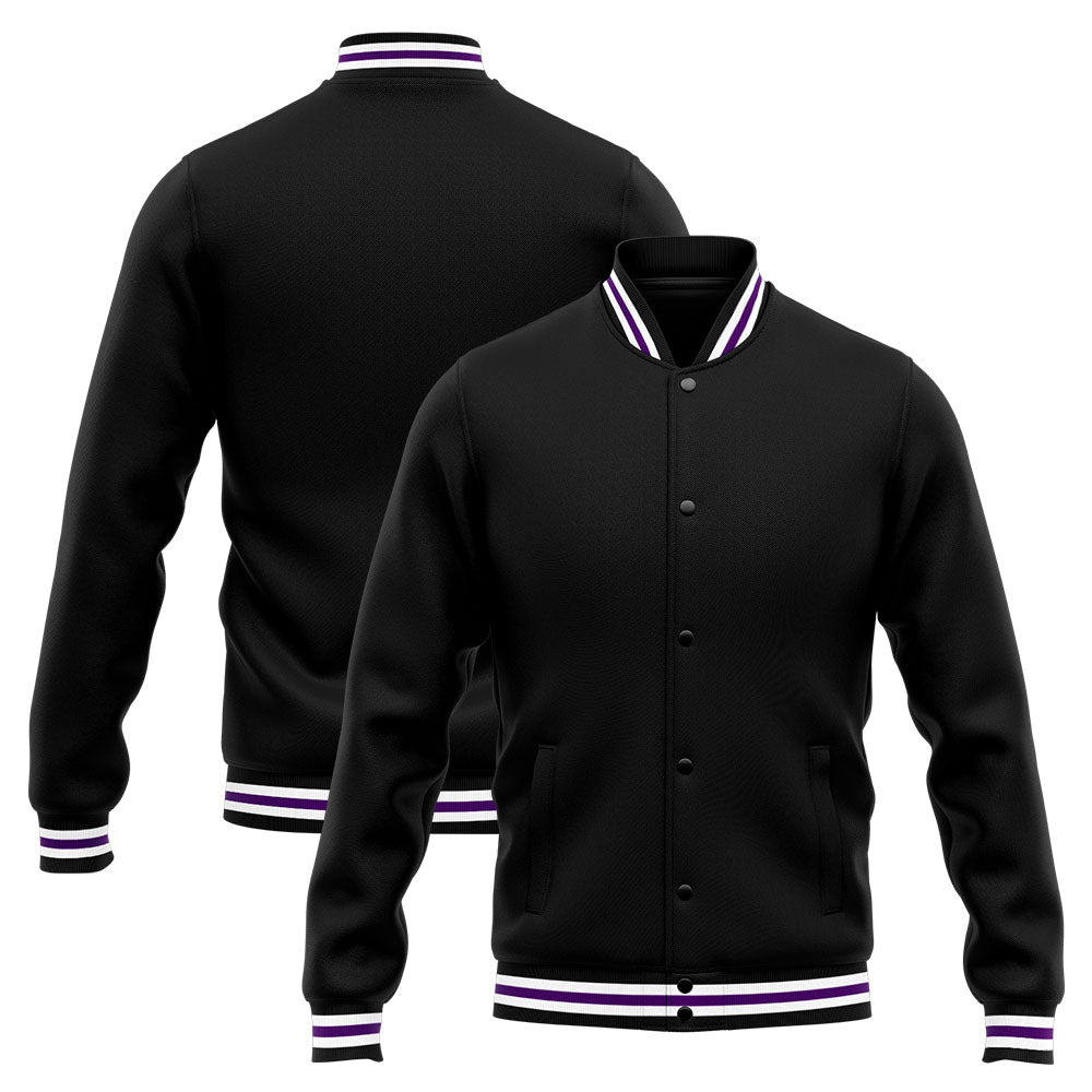 Chaqueta universitaria personalizada estilo Letterman para hombres-mujeres y jóvenes-color morado y negro