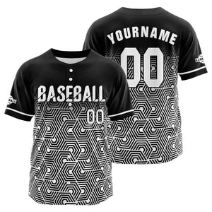 Camiseta de béisbol personalizada negra y gris con botones para hombre mujer adulto y joven Estampado de nombre número y logotipo