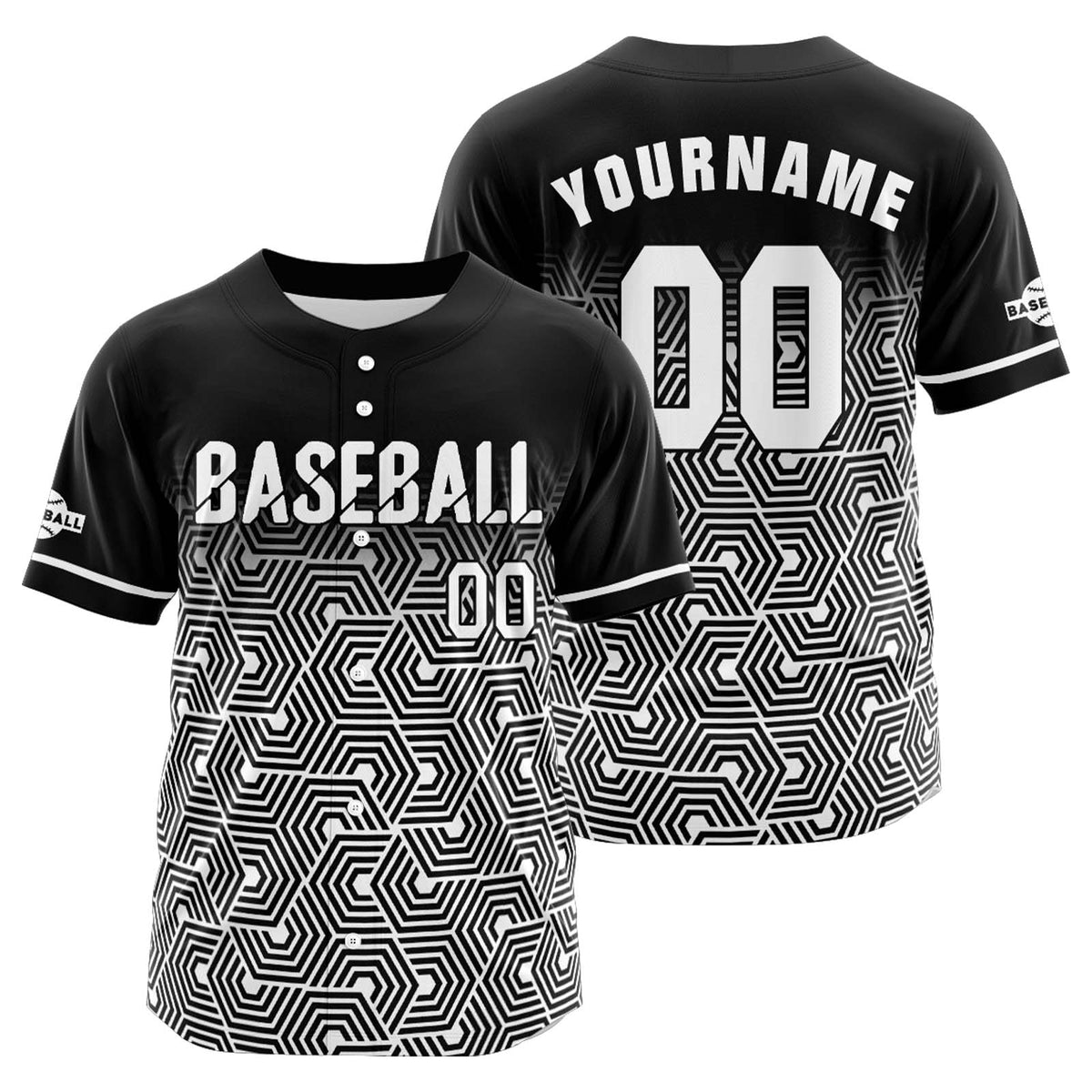 Camiseta de béisbol personalizada negra y gris con botones para hombre mujer adulto y joven Estampado de nombre número y logotipo
