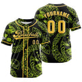 Camiseta de béisbol personalizada amarilla y verde con botones para hombre mujer adulto y joven Estampado de nombre número y logotipo
