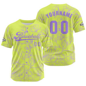 Camiseta de béisbol verde brillante personalizada con nombre número y logotipo personalizados