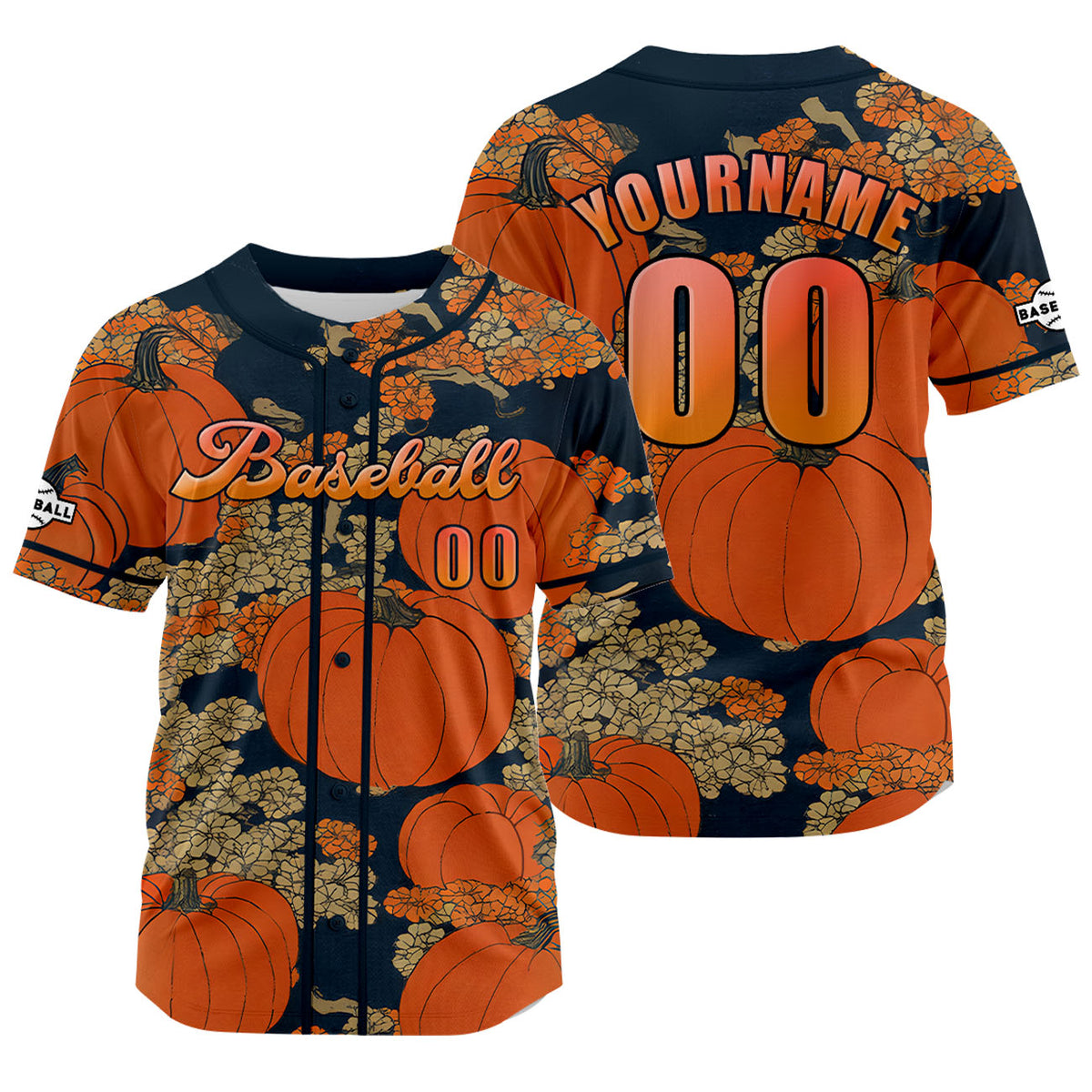 Camiseta de béisbol naranja personalizada con nombre número y logotipo personalizados