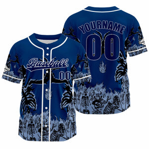 Camiseta de béisbol azul personalizada con nombre número y logotipo personalizados