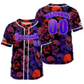 Camiseta de béisbol morada personalizada con nombre número y logotipo personalizados