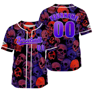Camiseta de béisbol morada personalizada con nombre número y logotipo personalizados