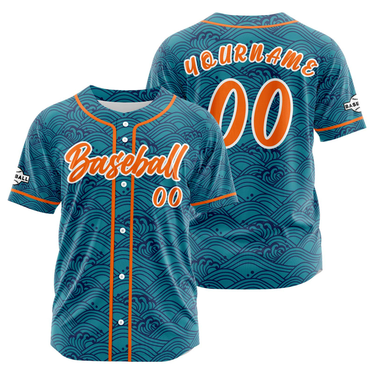 Camiseta de béisbol naranja personalizada con botones para hombre mujer adulto y joven Nombre número y logotipo impresos