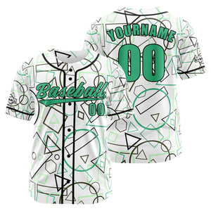 Camiseta de béisbol personalizada blanca y verde con botones para hombre mujer adulto y joven Estampado de nombre número y logotipo