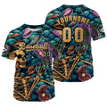 Camiseta de béisbol azul y marrón personalizada con nombre número y logotipo personalizados