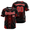 Camiseta de béisbol personalizada negra y roja con botones para hombre mujer adulto y joven Estampado de nombre número y logotipo