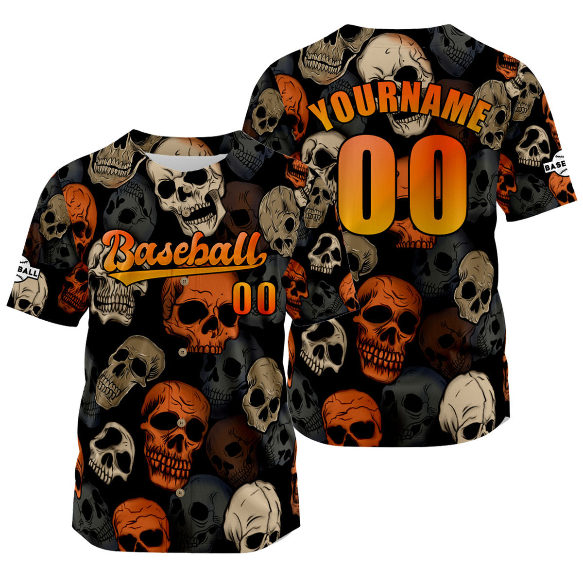 Camiseta de béisbol naranja personalizada con nombre número y logotipo personalizados
