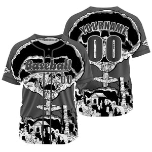 Camiseta de béisbol gris personalizada con nombre número y logotipo personalizados